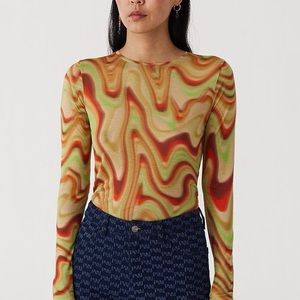 Paloma Wool Dilema Long sleeve top multicolor ondas locas print 100% Lyocell